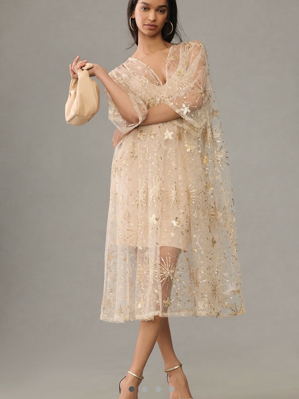 By Anthropologie Beaded Celestial Kaftan Dress